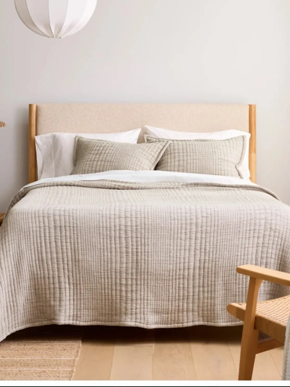 Organic Cotton Channel Stitch Sham Set of 2 King Sand